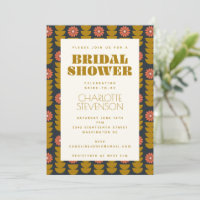 Chá de panela Dourado Floral Groovy Retro 70s