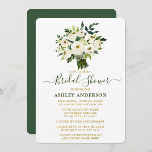 Convites Chá de panela Dourado Floral Verde de Aquarela