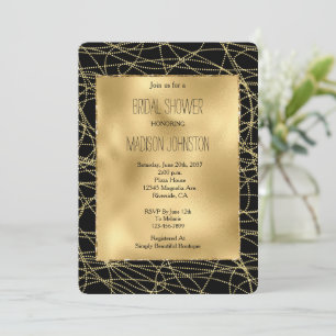Convites Chá de panela Dourado Glam Confetti