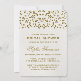 Convites Chá de panela Dourado Glamor Confetti