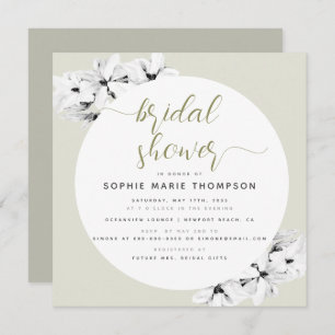 Convites Chá de panela Dourado Magnolia Moderno Elegante