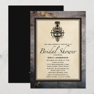 Convites Chá de panela Dourado Marble Chandelier de Vintage