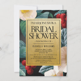 Convites Chá de panela Dourado moderno de Cherry Blossoms