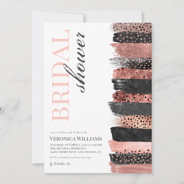 Convites Chá de panela Dourado rosa (Frente)