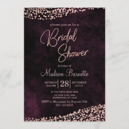 Convites Chá de panela Dourado Rosa de vinho borgonha