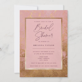 Convites Chá de panela Dourado Rosa Metálico com brilho