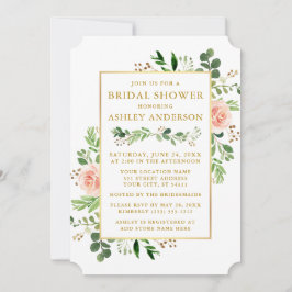 Convites Chá de panela Dourado verde-rosa-rosado-aquarela