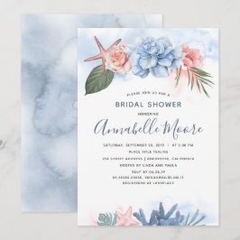 Convites Chá de panela Dusty Blue e Blush Beach