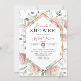 Convites  Chá de panela Dusty Dourado e Eucalyptus Boho