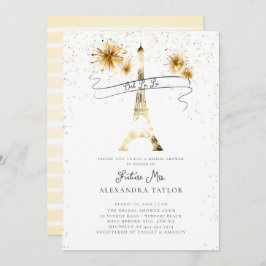 Convites Chá de panela Eiffel Paris, Dourado moderno,