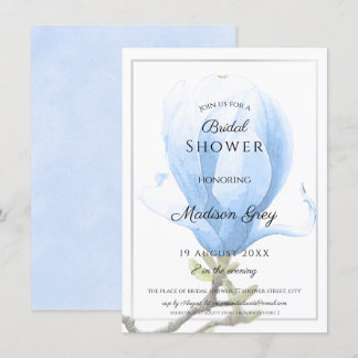 Convites Chá de panela Elegante Blue Magnolia