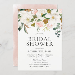 Convites Chá de panela Elegante Blush & White Florals