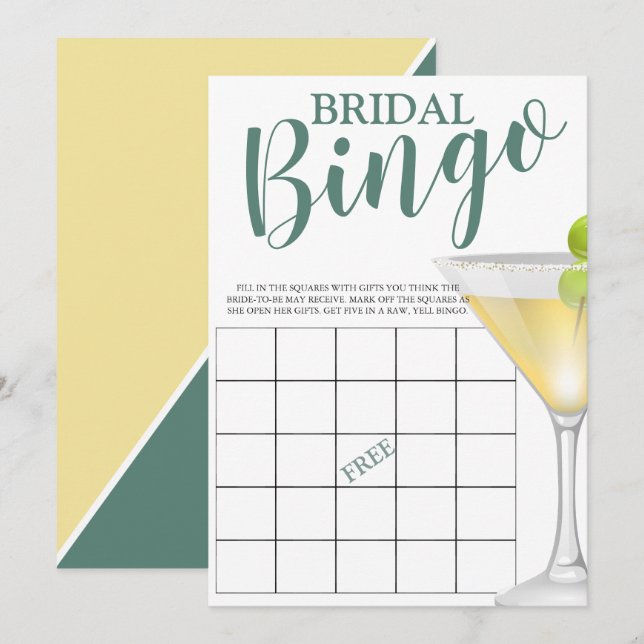 Convites Chá de panela Elegante Bridal Bingo Funny (Frente/Verso)