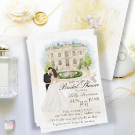 Convites Chá de panela elegante com a Noiva e a Avenida Gro