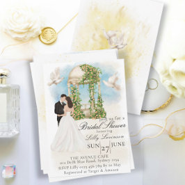 Convites Chá de panela Elegante com Noiva e Groom Gazebo