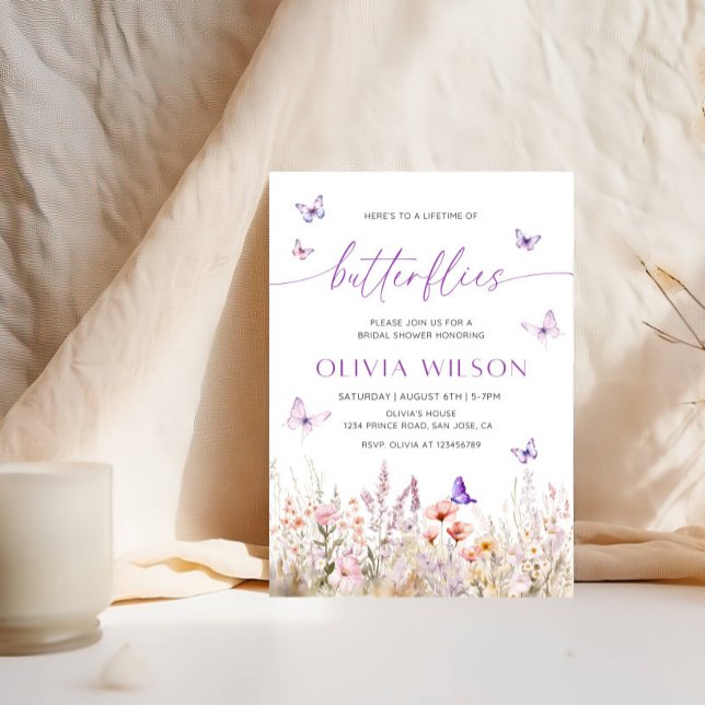 Convites Chá de panela Elegante |Cronograma das borboletas (Criador carregado)