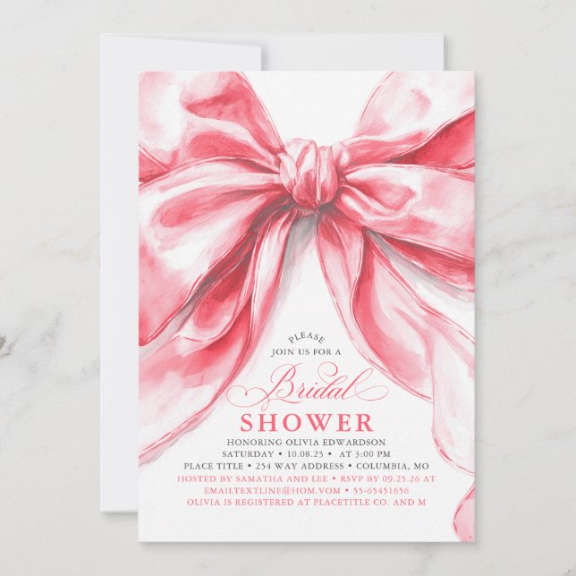 Convites Chá de panela Elegante de Arco Rosa Blush Grande (Frente)