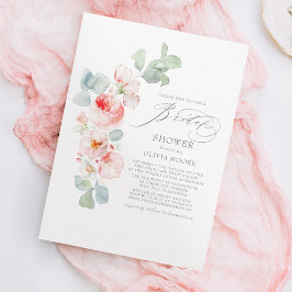 Convites Chá de panela Elegante de Boho de Flores Rosa Suav