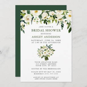 Convites Chá de panela Elegante de Buquê Floral de Aquarela