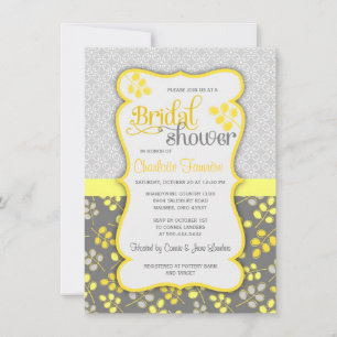 Convites Chá de panela Elegante de Cinza Amarelo Moderno