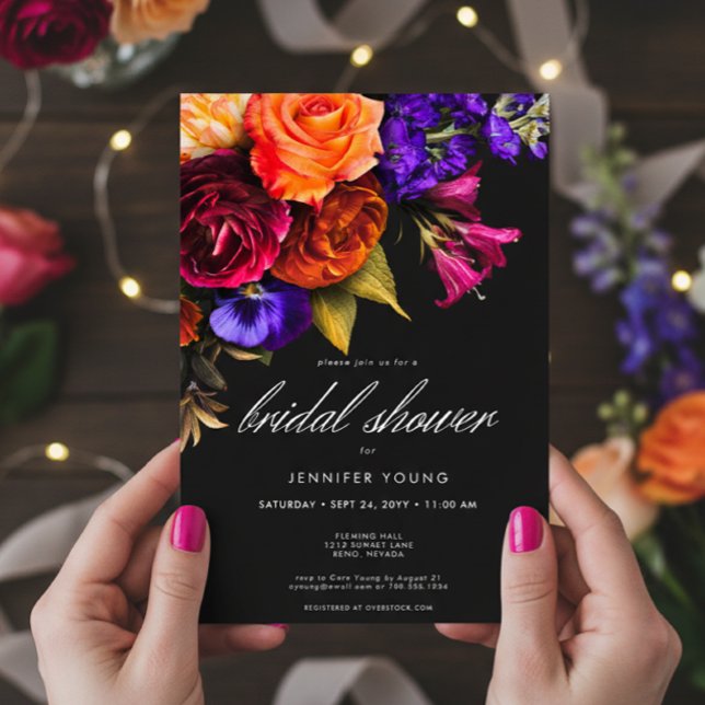 Convites Chá de panela Elegante de Colheita de Vibrantes (Elegant Moody Vibrant Harvest Bridal Shower Invitation)