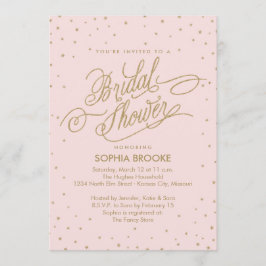 Convites Chá de panela Elegante de Confetti Star Dourado e