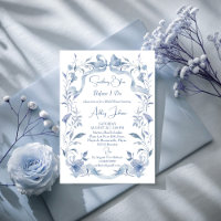 Chá de panela elegante de fita floral azul Dusty