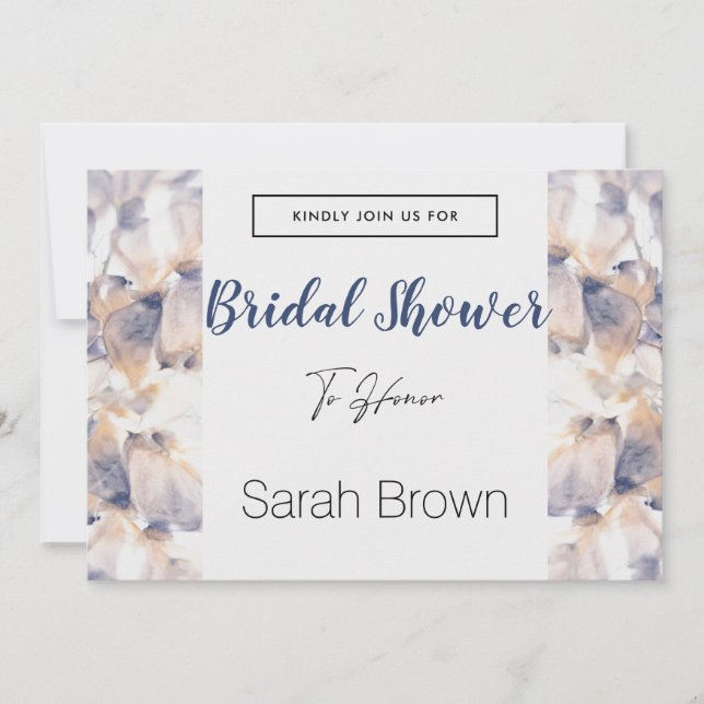 CONVITES CHÁ DE PANELA ELEGANTE DE FLOR DE PATELAS BRANCO E (Frente)