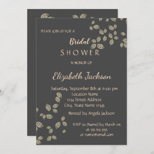 Convites Chá de panela Elegante de Folhas Douradas de Chic