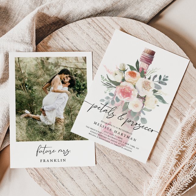 Convites Chá de panela Elegante de Fotografias e Prosecco (Criador carregado)