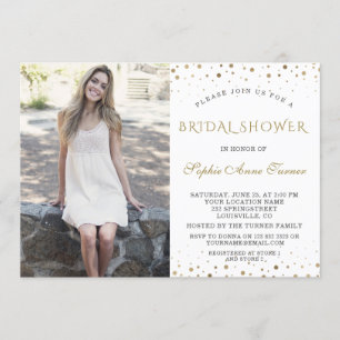 Convites Chá de panela Elegante de Fotos de Confetti Doura