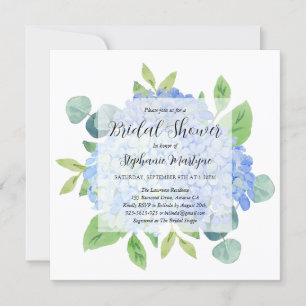 Convites Chá de panela Elegante de Hydrangea Eucalyptus
