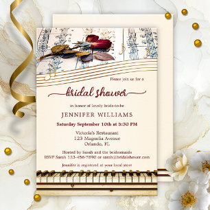 Convites Chá de panela Elegante de Música Rosa