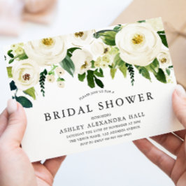 Convites Chá de panela Elegante de Rosas Brancas