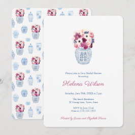 Convites Chá de panela Elegante de Rosas e Orquídeas Rosa E