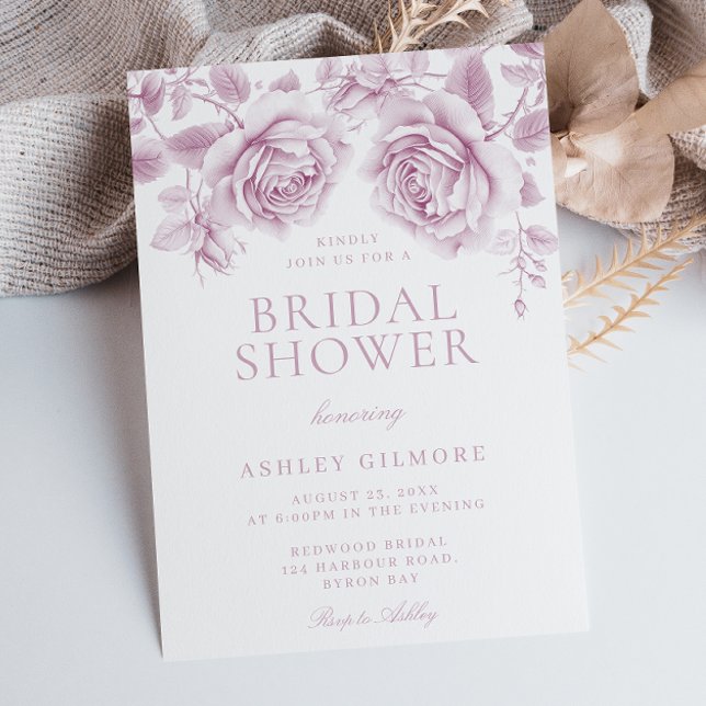 Convites Chá de panela Elegante de Rosas Rosa Espelhadas Vi (Criador carregado)