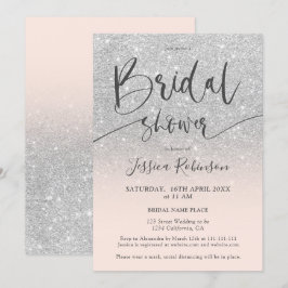 Convites Chá de panela elegante de script de cinza prateada