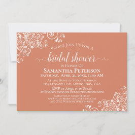 Convites Chá de panela Elegante de Terracotta Coral Lace Br