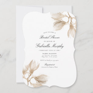 Convites Chá de panela Elegante Dourado Magnolia