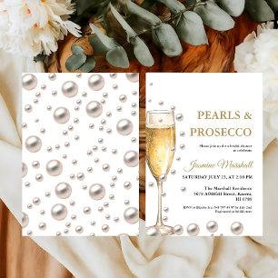 Convites Chá de panela Elegante Dourado Pérolas e Prosecco