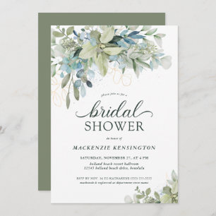 Convites Chá de panela Elegante Eucalyptus Greenery