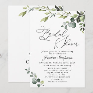 Convites Chá de panela Elegante Eucalyptus Watercolor