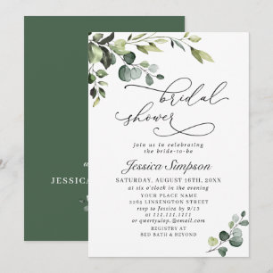 Convites Chá de panela Elegante Eucalyptus Watercolor