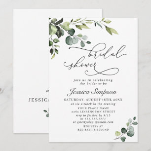 Convites Chá de panela Elegante Eucalyptus Watercolor