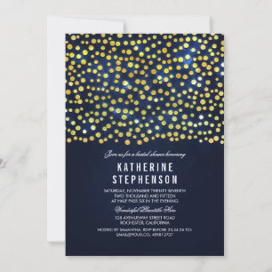 Convites Chá de panela elegante Faux Gold Foil Confetti