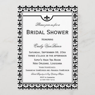 Convites Chá de panela Elegante Fleur de Lis - Branco Pret