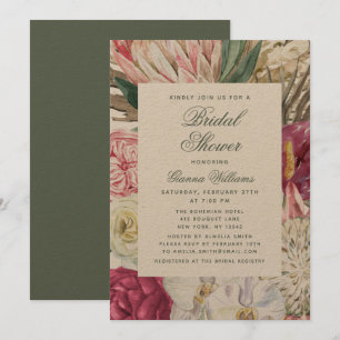 Convites Chá de panela Elegante Floral de Aquarela