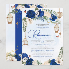 Convites Chá de panela Elegante Floral Dourado da Borboleta