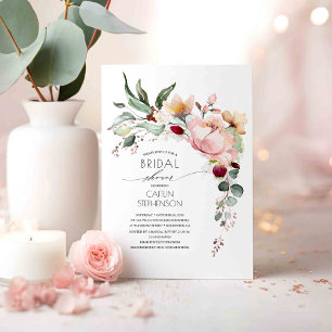 Convites Chá de panela Elegante Floral Dourado Rosa