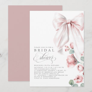 Convites Chá de panela Elegante Floral Dusty Rosa